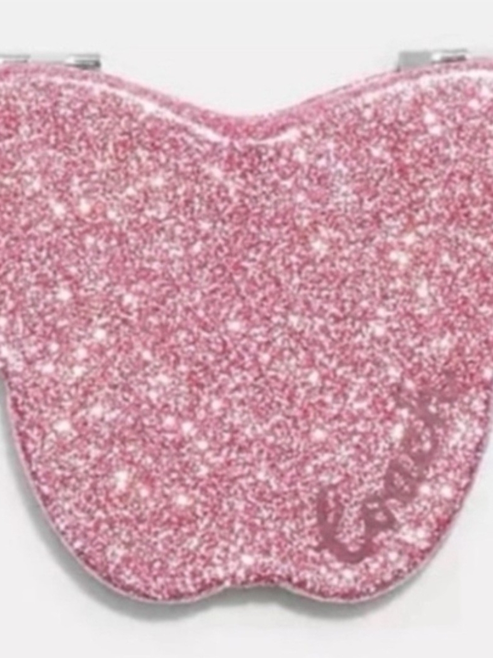 Coach Pink Glitter Heart Compact Mirror